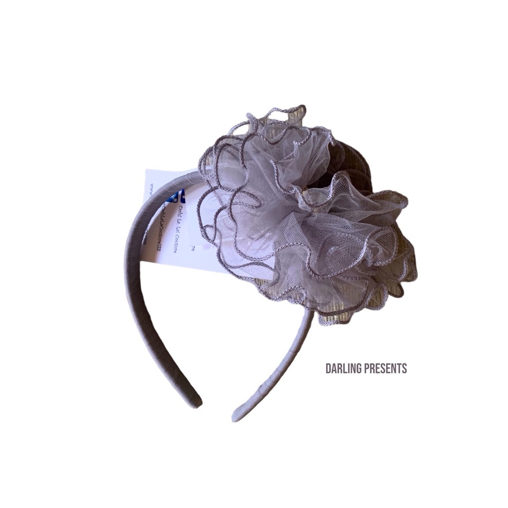 Ooh La La Couture Tulle Flower Headband Girls Color Gray
